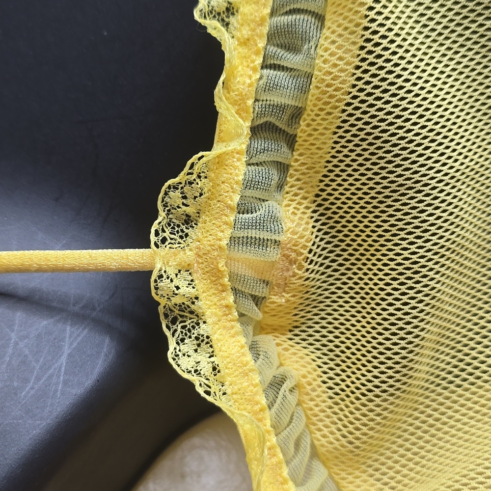 Vintage Frederick's of Hollywood Yellow Mesh Babydoll Size XL - Picture 4 of 7